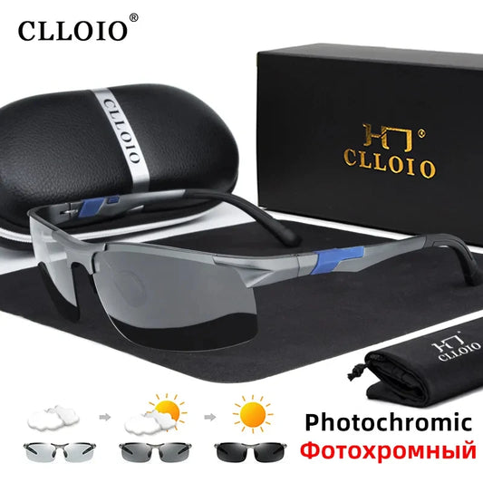 FoxDrop™ CLLOIO New Aluminum Polarized Photochromic Sunglasses Men Polarized Day Night Driving Glasses Anti-Glare Chameleon Oculos de sol