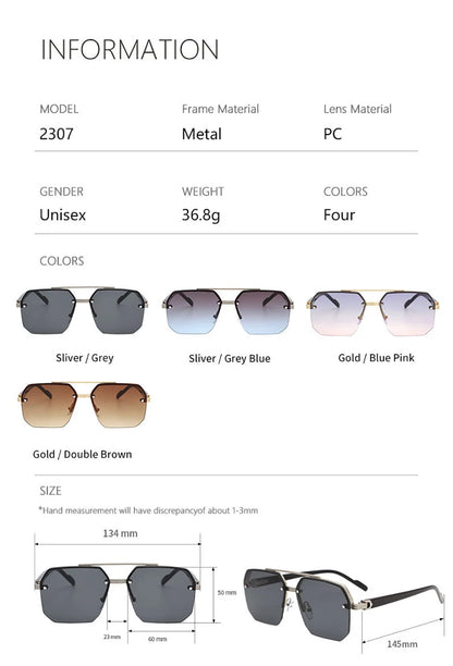 FoxDrop™ Fashion Sunglasses for Men Women HD UV400 Driving Pilot Sun Glasses Half Frame Polarized Mirror Goggles lunettes de soleil homme