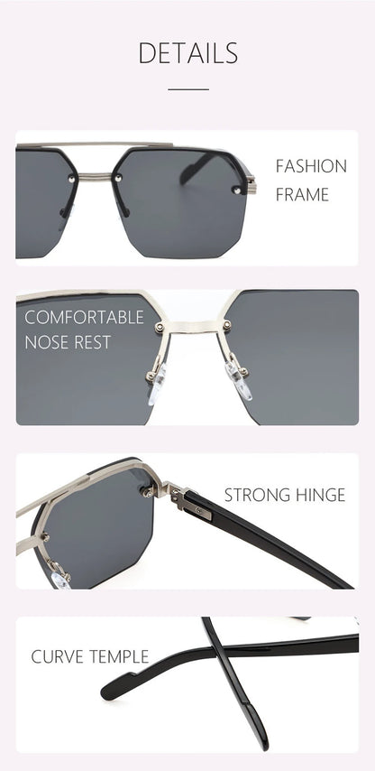 FoxDrop™ Fashion Sunglasses for Men Women HD UV400 Driving Pilot Sun Glasses Half Frame Polarized Mirror Goggles lunettes de soleil homme