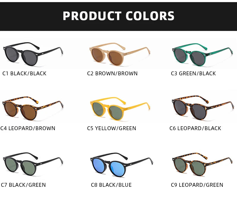 FoxDrop™ Retro Round Sunglasses Men Women Fashion Small Polarized Sun Glasses For Male Female Literary Vintage Shades Driving Eyeglasses