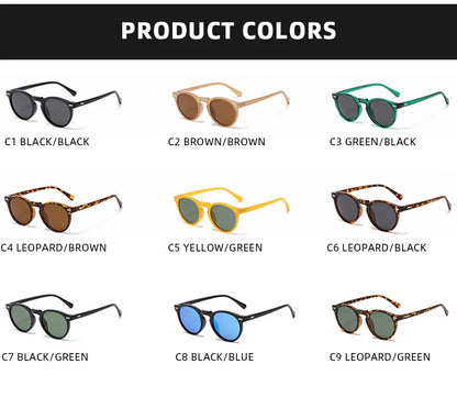 FoxDrop™ Retro Round Sunglasses Men Women Fashion Small Polarized Sun Glasses For Male Female Literary Vintage Shades Driving Eyeglasses