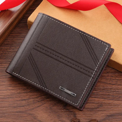 Portefeuille court en cuir givré FoxDrop™ pour homme, multi-emplacements, porte-monnaie et porte-photo, petit portefeuille pour homme, haute qualité, nouveauté 2024