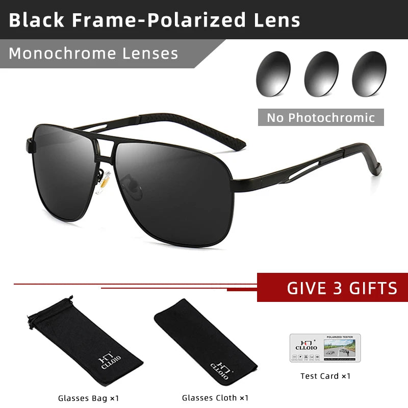 FoxDrop™ CLLOIO Nouvelles lunettes de soleil polarisées photochromiques carrées pour hommes, changement de couleur, lunettes de soleil caméléon antireflet pour la conduite Oculos de sol