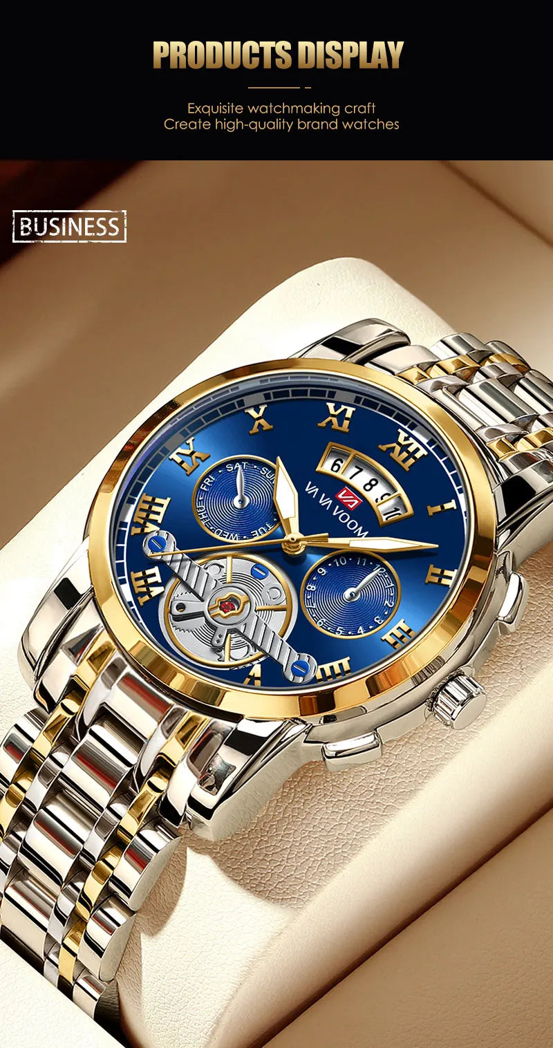 FoxDrop™ Top Brand Mens Luxury Watch Stainless Steel Luminescence Clock Casual Chic 3Bar Waterproof Outdoor Sport Watch