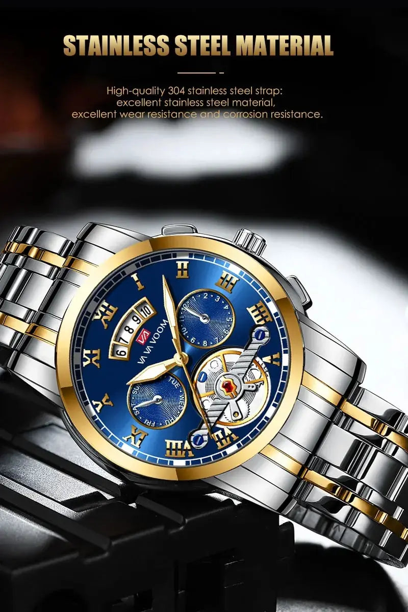 FoxDrop™ Top Brand Mens Luxury Watch Stainless Steel Luminescence Clock Casual Chic 3Bar Waterproof Outdoor Sport Watch