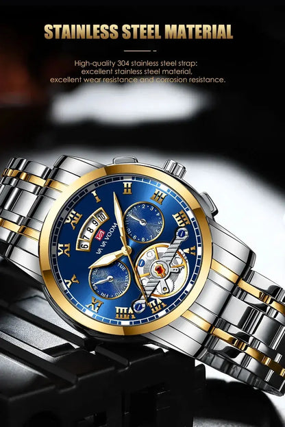 FoxDrop™ Top Brand Mens Luxury Watch Stainless Steel Luminescence Clock Casual Chic 3Bar Waterproof Outdoor Sport Watch