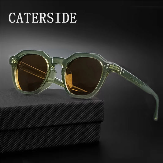 FoxDrop™ CATERSIDE Retro Polarized Sunglasses Men Ultralight TR90 Frame Polygon Women Sun Glasses Outdoor High Quality Travel  Eyewear