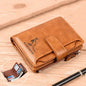 Portefeuille en cuir FoxDrop™ pour homme, porte-cartes RFID court de luxe pour homme, porte-monnaie à fermeture éclair, portefeuille portable pour homme