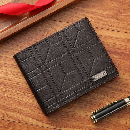 Portefeuille FoxDrop™ pour homme, nouvelle marque, court, à carreaux, horizontal, en cuir souple, grande capacité, multi-cartes