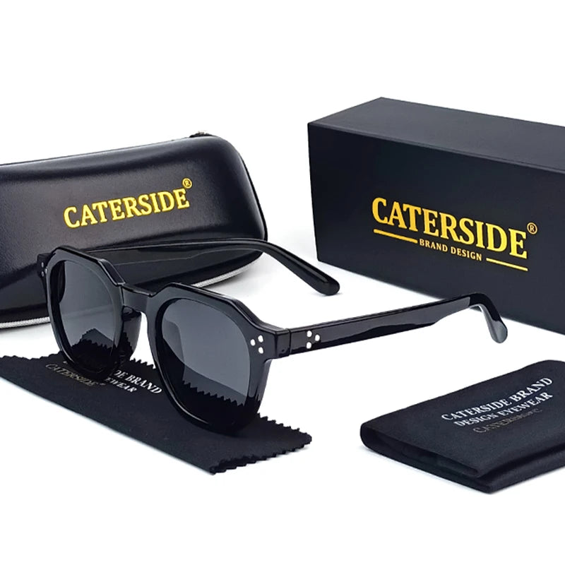 FoxDrop™ CATERSIDE Retro Polarized Sunglasses Men Ultralight TR90 Frame Polygon Women Sun Glasses Outdoor High Quality Travel  Eyewear