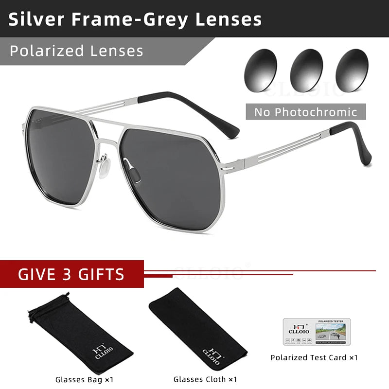 FoxDrop™ CLLOIO Fashion High Quality Photochromic Sunglasses Men Women Polarized Sun Glasses Chameleon Anti-glare Driving Oculos de sol