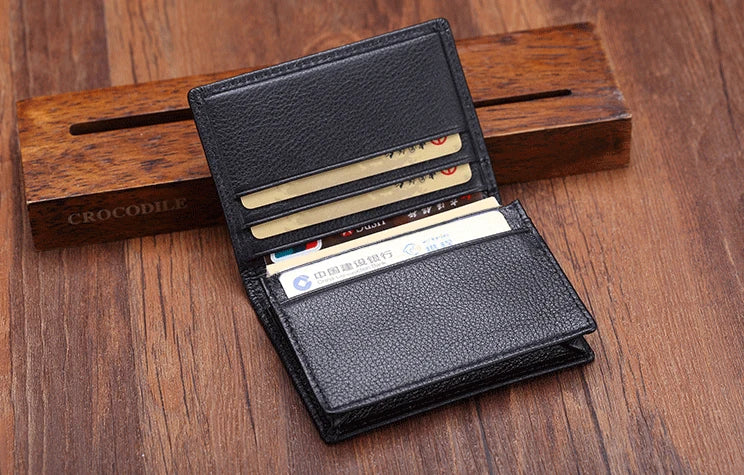 FoxDrop™ Portefeuilles de cartes en cuir véritable de luxe pour hommes, porte-cartes de crédit pour femmes, porte-cartes et pièces d'identité, organisateur pour hommes, porte-cartes de visite