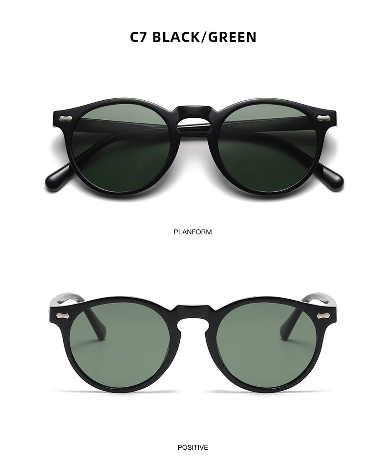 FoxDrop™ Retro Round Sunglasses Men Women Fashion Small Polarized Sun Glasses For Male Female Literary Vintage Shades Driving Eyeglasses