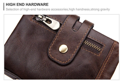 Monedero FoxDrop™ 100% de piel auténtica para hombre, tarjetero pequeño, cartera con cadena, cartera de bolsillo para hombre, calidad