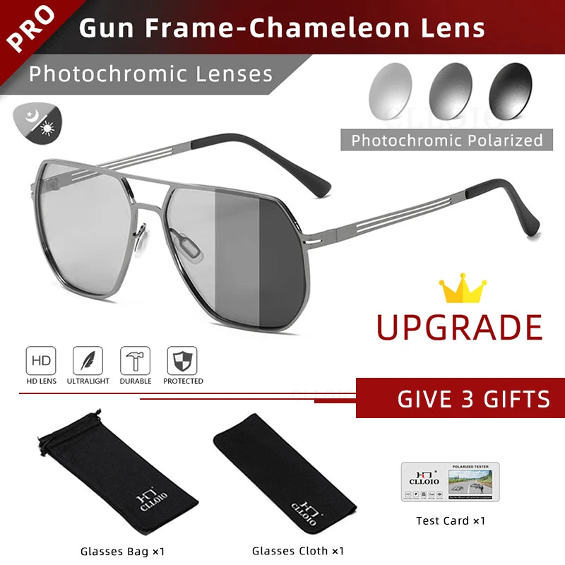 FoxDrop™ CLLOIO Fashion High Quality Photochromic Sunglasses Men Women Polarized Sun Glasses Chameleon Anti-glare Driving Oculos de sol