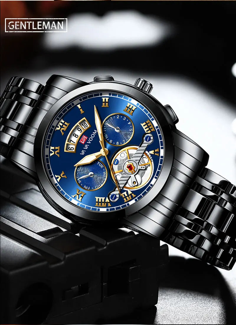 FoxDrop™ Top Brand Mens Luxury Watch Stainless Steel Luminescence Clock Casual Chic 3Bar Waterproof Outdoor Sport Watch