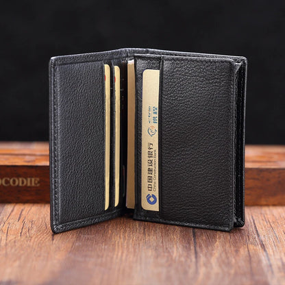FoxDrop™ Portefeuilles de cartes en cuir véritable de luxe pour hommes, porte-cartes de crédit pour femmes, porte-cartes et pièces d'identité, organisateur pour hommes, porte-cartes de visite