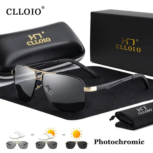 FoxDrop™ CLLOIO New Square Photochromic Polarized Sunglasses Men Change Color Sun Glasses Chameleon Anti-glare Driving Oculos de sol