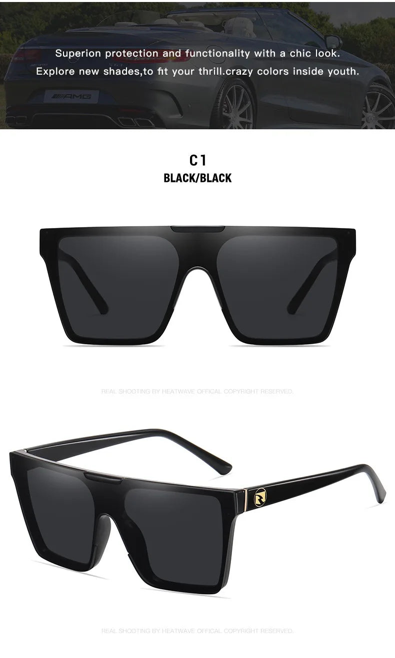 FoxDrop™ HEAT WAVE luxury brand design one-piece fashionable glasses for men and women cross-border driving sunglasses HW04 eyewear