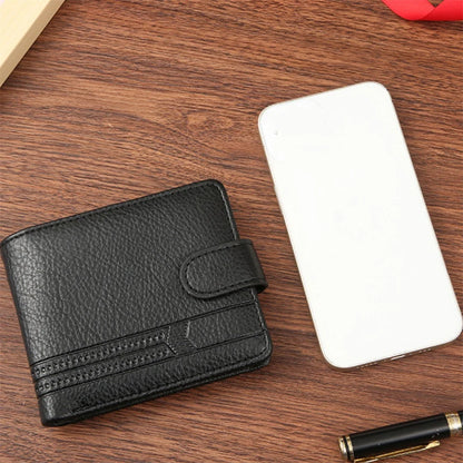 FoxDrop™ - Cartera corta plegable de piel sintética para hombre, con cierre, tarjetero, billetera, bolso de mano, monedero