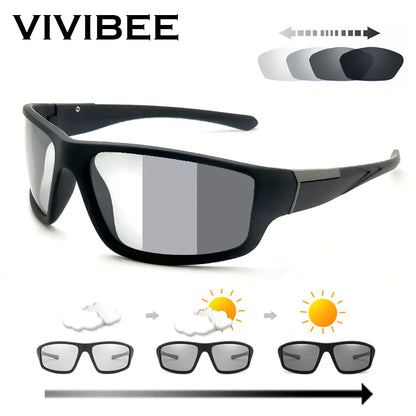 FoxDrop™ VIVIBEE Men Photochromic Sunglasses Black Sports Goggles Women Color Changing Polarized Driving 2025 Discoloration Sun Glasses