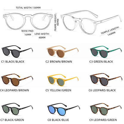 FoxDrop™ Retro Round Sunglasses Men Women Fashion Small Polarized Sun Glasses For Male Female Literary Vintage Shades Driving Eyeglasses