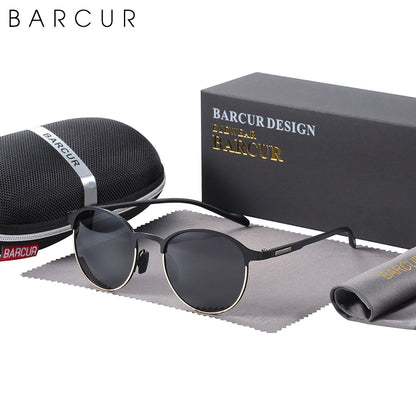 FoxDrop™ BARCUR Temples Sunglasses Women Polarized Fashion Sun Glasses Driving Round Ladies Sunglass