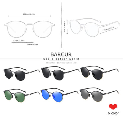 FoxDrop™ BARCUR Temples Sunglasses Women Polarized Fashion Sun Glasses Driving Round Ladies Sunglass