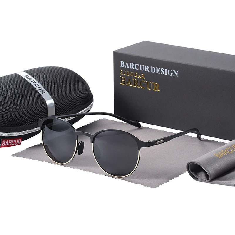 FoxDrop™ BARCUR Temples Sunglasses Women Polarized Fashion Sun Glasses Driving Round Ladies Sunglass
