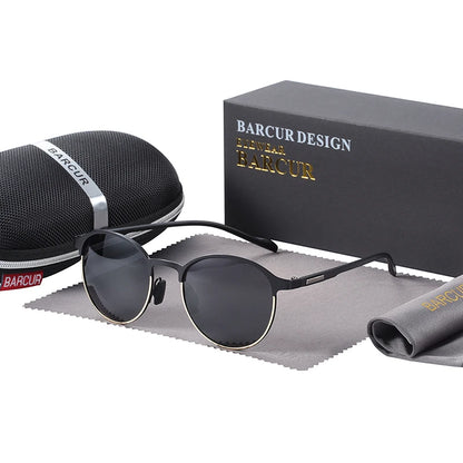 FoxDrop™ BARCUR Temples Sunglasses Women Polarized Fashion Sun Glasses Driving Round Ladies Sunglass