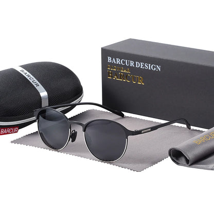 FoxDrop™ BARCUR Temples Sunglasses Women Polarized Fashion Sun Glasses Driving Round Ladies Sunglass