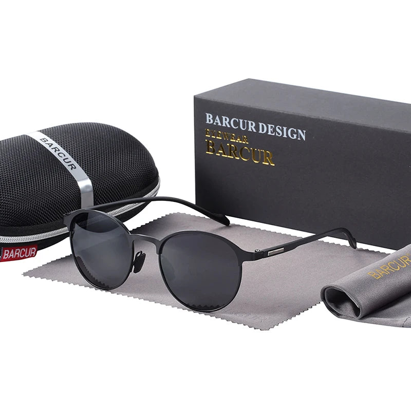 FoxDrop™ BARCUR Temples Sunglasses Women Polarized Fashion Sun Glasses Driving Round Ladies Sunglass