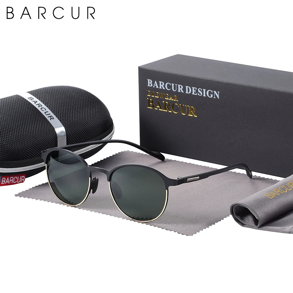 FoxDrop™ BARCUR Temples Sunglasses Women Polarized Fashion Sun Glasses Driving Round Ladies Sunglass