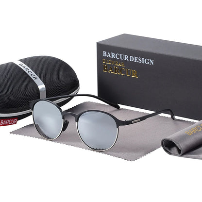 FoxDrop™ BARCUR Temples Sunglasses Women Polarized Fashion Sun Glasses Driving Round Ladies Sunglass