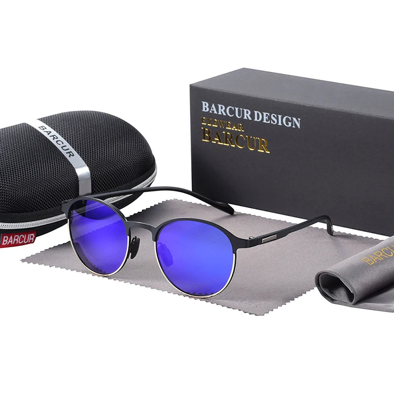 FoxDrop™ BARCUR Temples Sunglasses Women Polarized Fashion Sun Glasses Driving Round Ladies Sunglass