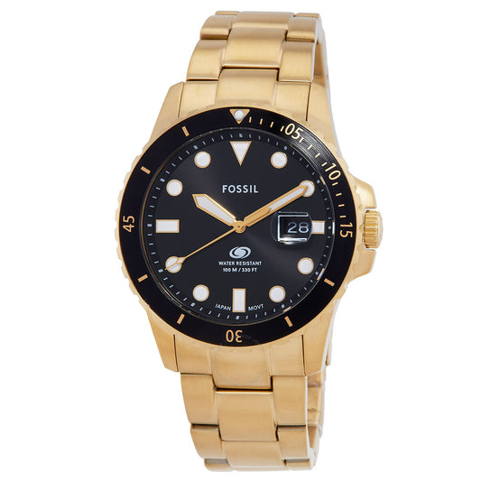 Montre homme Fossil Blue Dive à quartz et cadran noir, référence FS6035