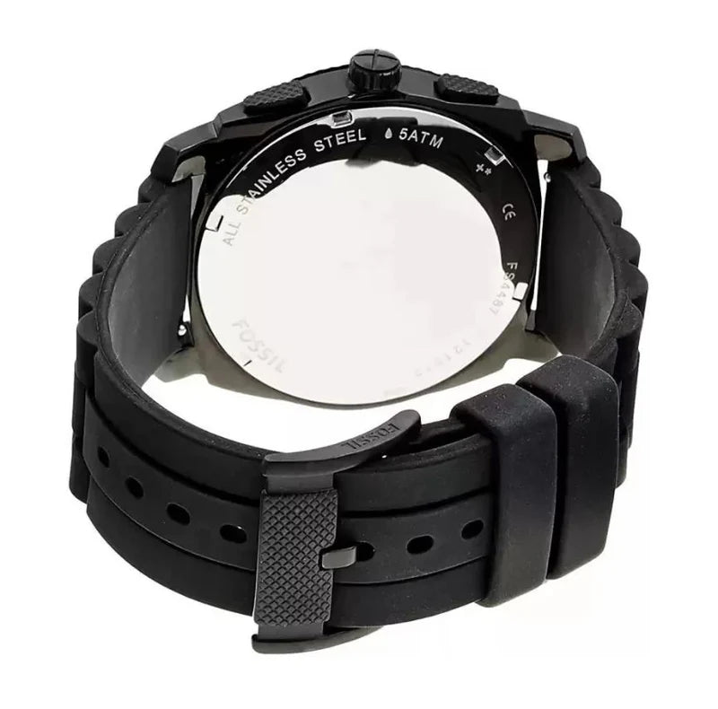 Fossil  Machine Chronograph Black Dial Black Silicone Men's Watch Item No. FS4487
