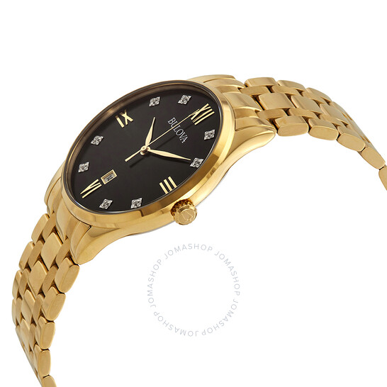 Bulova Diamond Black Dial Men's Watch, Item No. 97D108