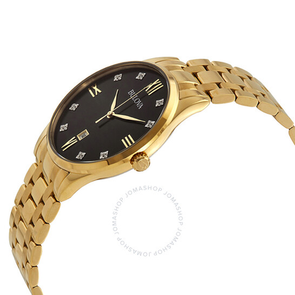 Bulova Diamond Black Dial Men's Watch, Item No. 97D108