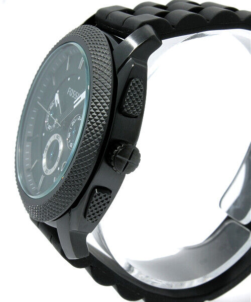 Fossil  Machine Chronograph Black Dial Black Silicone Men's Watch Item No. FS4487